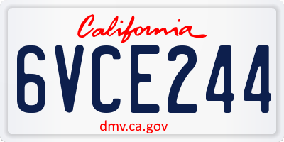 CA license plate 6VCE244