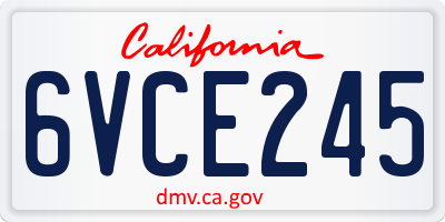 CA license plate 6VCE245