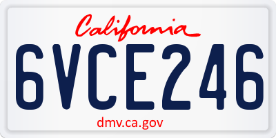 CA license plate 6VCE246