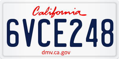 CA license plate 6VCE248
