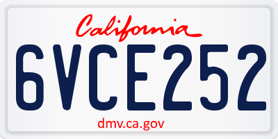 CA license plate 6VCE252