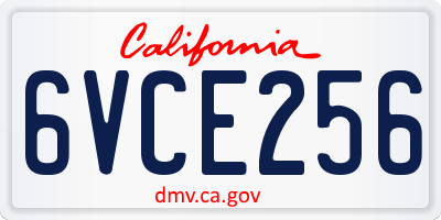 CA license plate 6VCE256