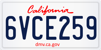 CA license plate 6VCE259