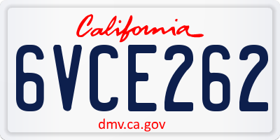 CA license plate 6VCE262