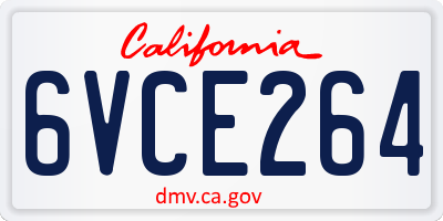 CA license plate 6VCE264