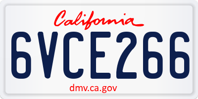 CA license plate 6VCE266