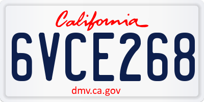 CA license plate 6VCE268