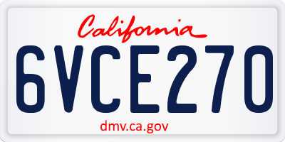 CA license plate 6VCE270