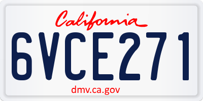 CA license plate 6VCE271