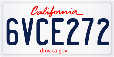 CA license plate 6VCE272