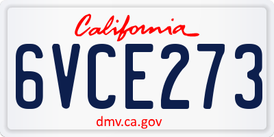 CA license plate 6VCE273