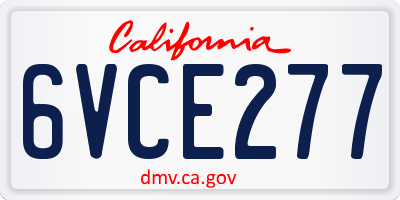 CA license plate 6VCE277
