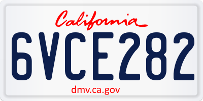 CA license plate 6VCE282