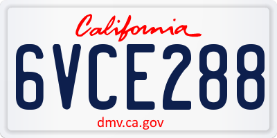 CA license plate 6VCE288