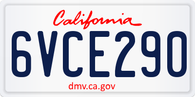 CA license plate 6VCE290