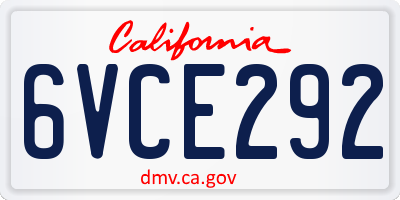 CA license plate 6VCE292