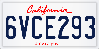 CA license plate 6VCE293