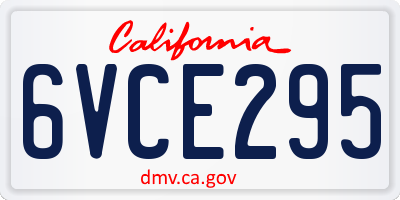 CA license plate 6VCE295