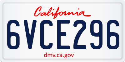 CA license plate 6VCE296
