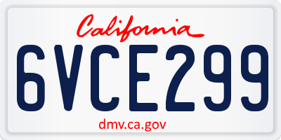 CA license plate 6VCE299