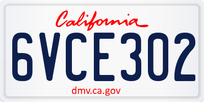 CA license plate 6VCE302