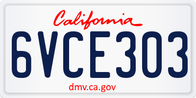 CA license plate 6VCE303
