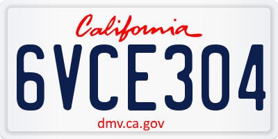 CA license plate 6VCE304