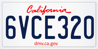 CA license plate 6VCE320