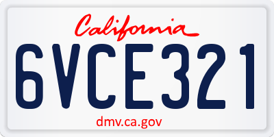 CA license plate 6VCE321