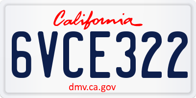 CA license plate 6VCE322