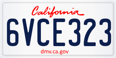 CA license plate 6VCE323