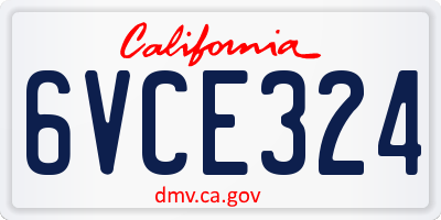 CA license plate 6VCE324
