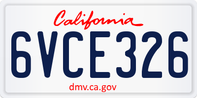 CA license plate 6VCE326
