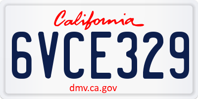 CA license plate 6VCE329
