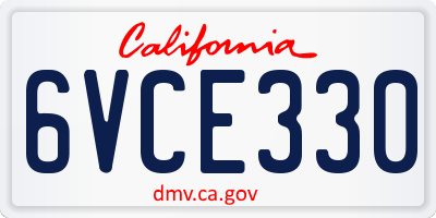 CA license plate 6VCE330