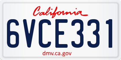CA license plate 6VCE331