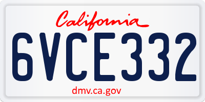 CA license plate 6VCE332