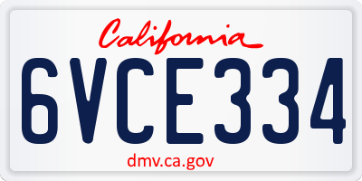 CA license plate 6VCE334