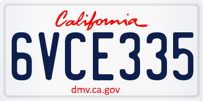 CA license plate 6VCE335