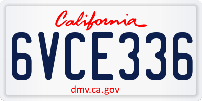 CA license plate 6VCE336