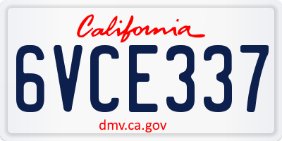 CA license plate 6VCE337