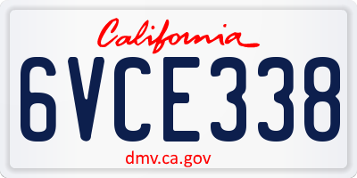 CA license plate 6VCE338