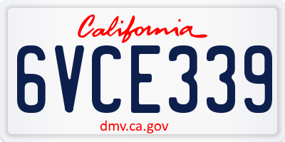 CA license plate 6VCE339