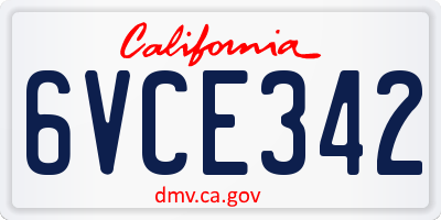 CA license plate 6VCE342