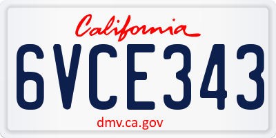 CA license plate 6VCE343