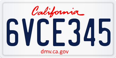CA license plate 6VCE345
