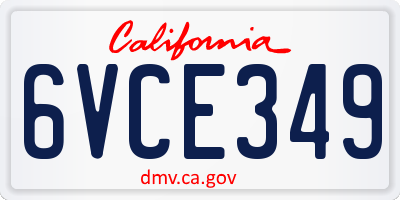 CA license plate 6VCE349