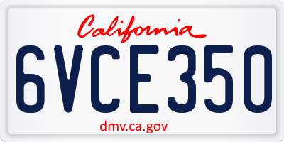 CA license plate 6VCE350