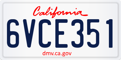 CA license plate 6VCE351