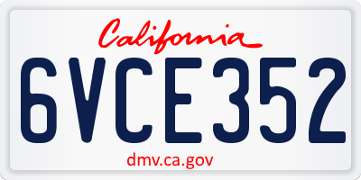 CA license plate 6VCE352